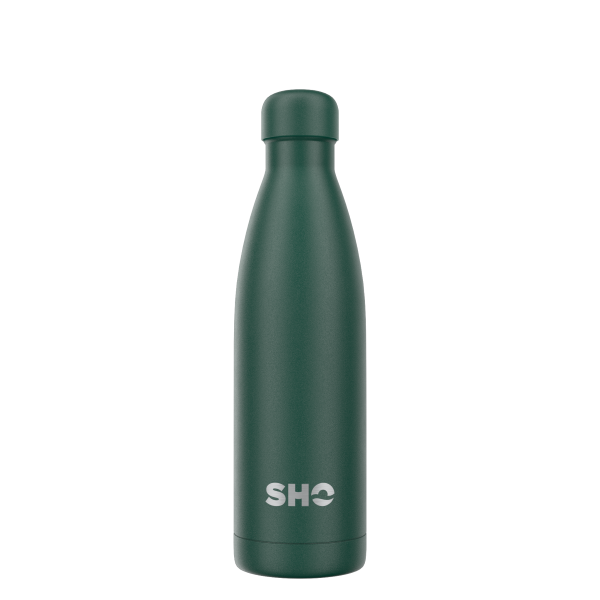 Insulated reusable bottle in Forest green (a deep green shade with green lid)
