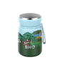 SHO reusable food flask in Garden design (an image with pale blue sky and bright green garden with flowers)