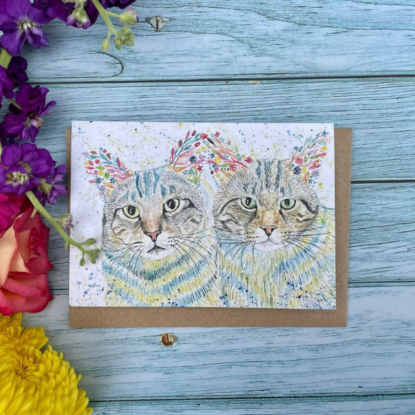 Eco card Buzz and Woody the cats