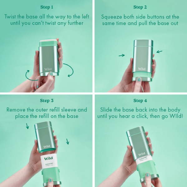 Deodorant case and refill instructions