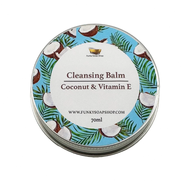 Funky Soap cleansing balm in aluminium tin shown close up