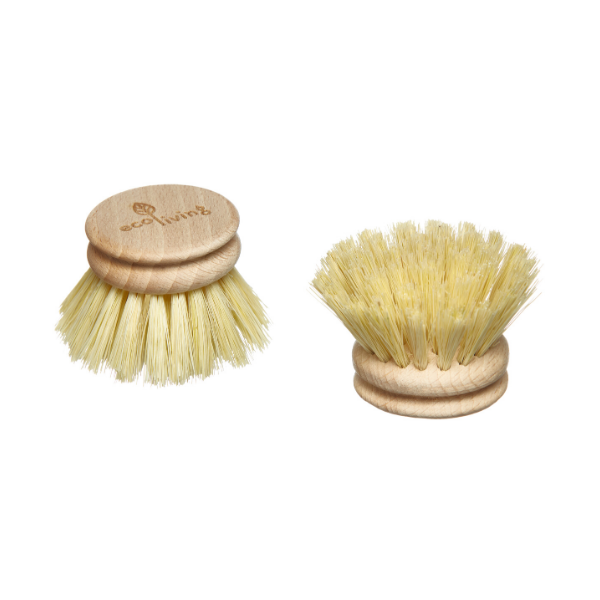 Two wooden replacement heads for dish brush