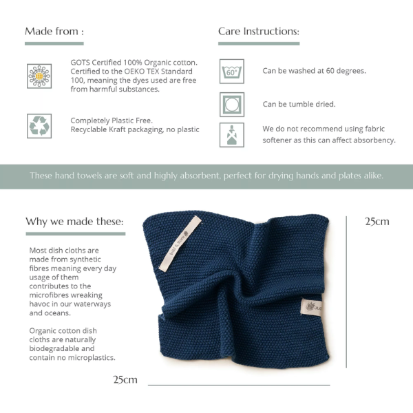 Knitted cotton dishcloth info