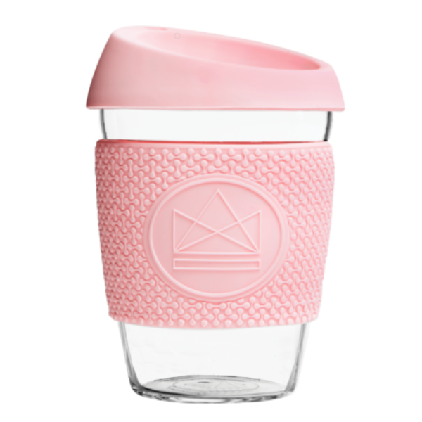 Eco-friendly glass travel mug Pink flamingo