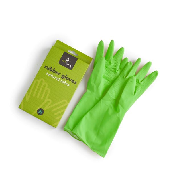Natural latex washing up gloves in green