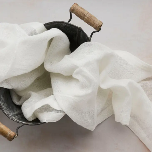 Extra large muslin cloth shown in a large metal bucket