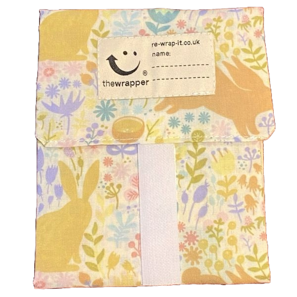 Sandwich wrapper in Rabbits (new) design (cream background with yellow and peach rabbits and flowers