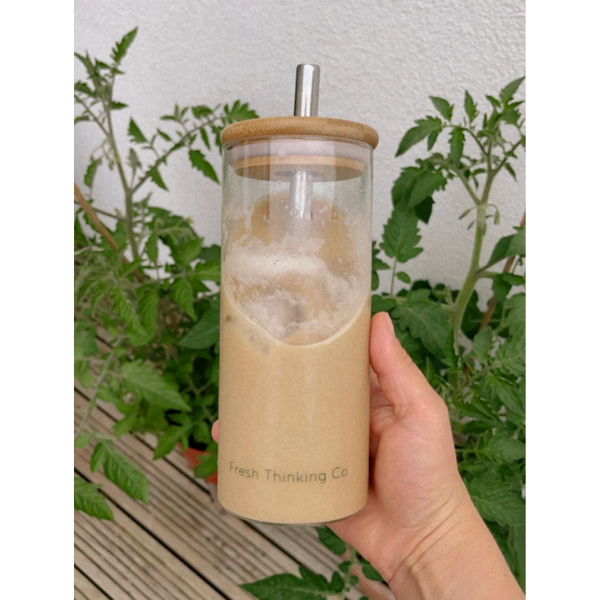 Midz Glass Smoothie Cup and Straw