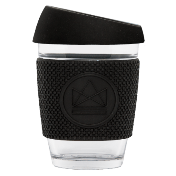 Eco-friendly glass travel mug black