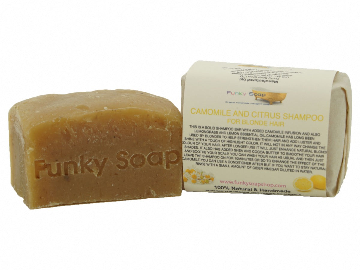 Chamomile and citrus eco-friendly shampoo bar for blonde hair