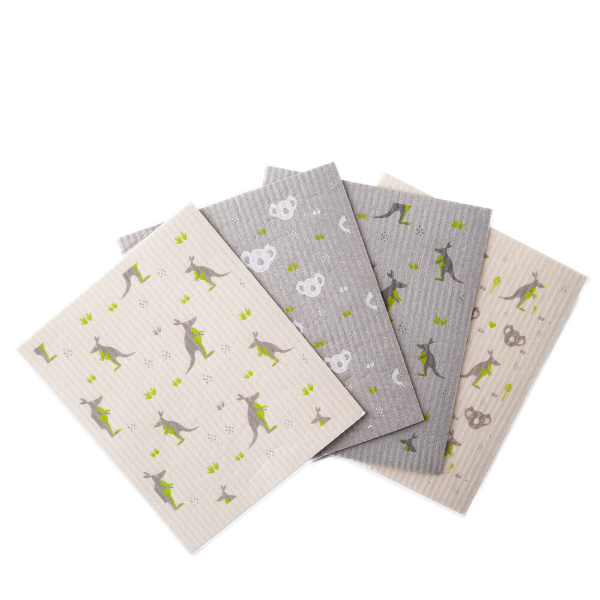 Compostable sponge cloths 4 pack Aussie design