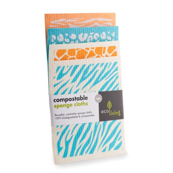 Compostable sponge cloth set Animal print