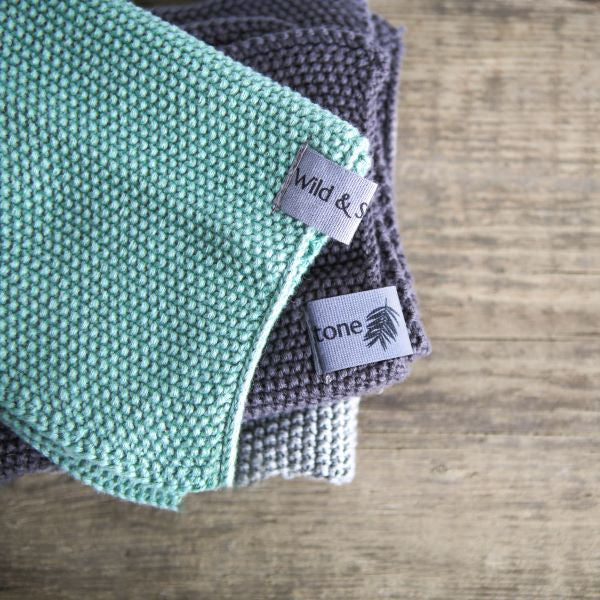 Knitted cotton dishcloth All three colours