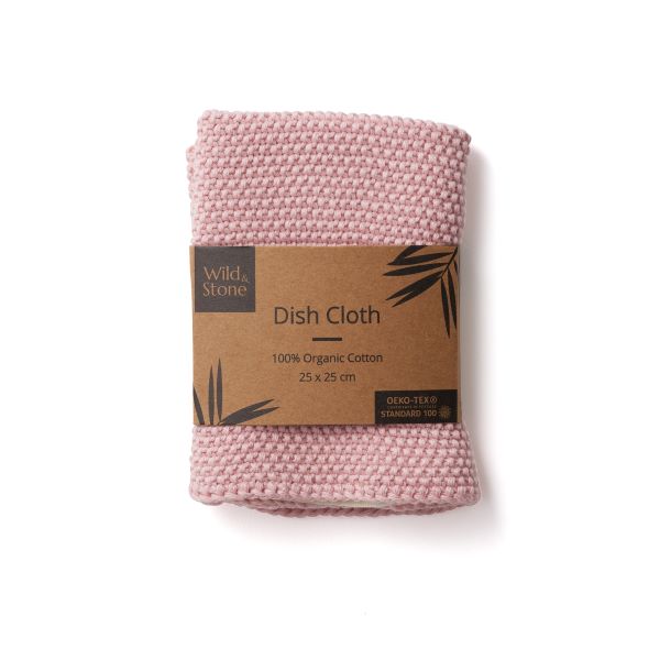 Knitted cotton dishcloth Rose