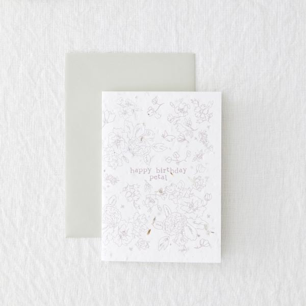 Eco card - birthday seeded 'Happy birthday petal'