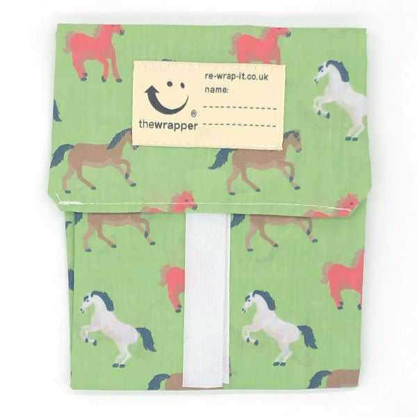Eco-friendly sandwich wrapper Horses (green background with various horses)