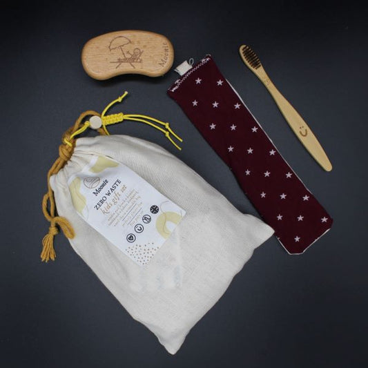 Zero waste kids' gift set showing bag and contents