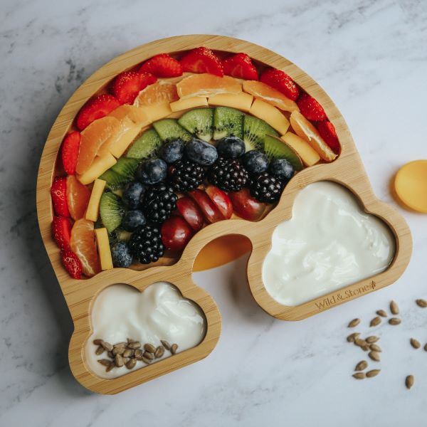 Eco-friendly baby bamboo plate with food