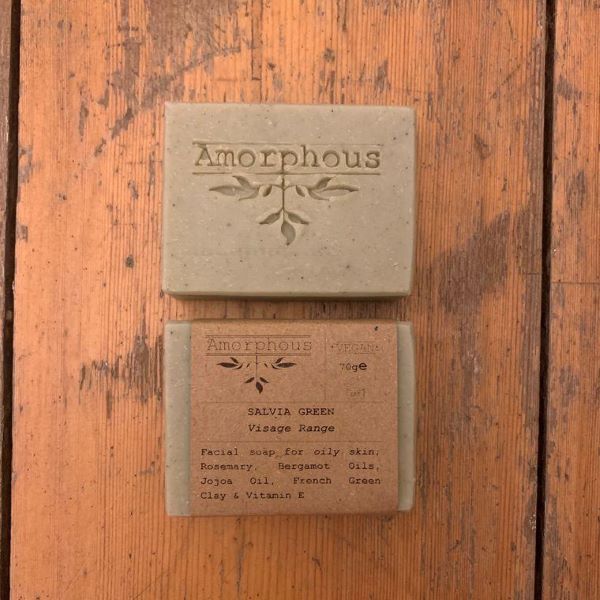 Facial soap bar for oily skin vegan - Salvia green