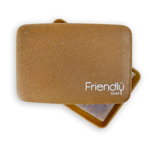 Liquid wood soap box showing lid off and soap bar inside
