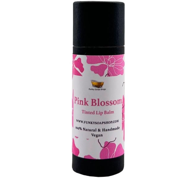 Vegan tinted lip balm Pink blossom in biodegradable cardboard tube