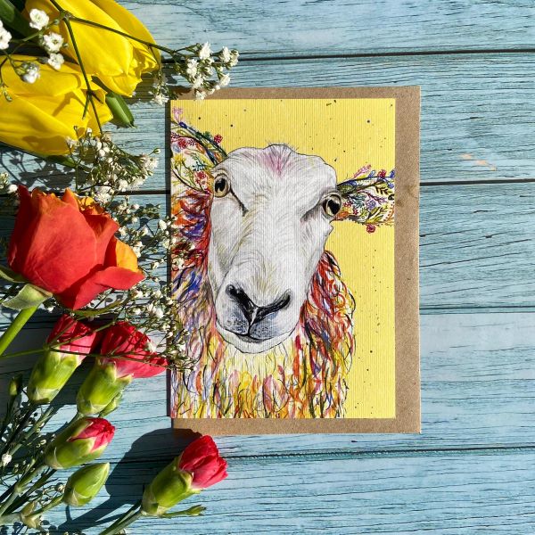 Eco card Baa-Bara Yellow background