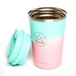 Neon Kactus insulated cup in Twist and shout colour - pink at bottom, graduating to a turquoise, shown with lid off and to the side
