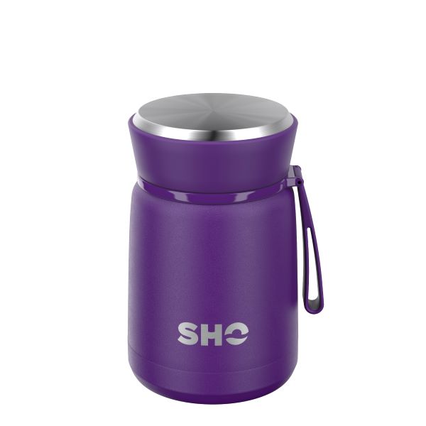 SHO reusable food flask in vivid violet (a deep purple)