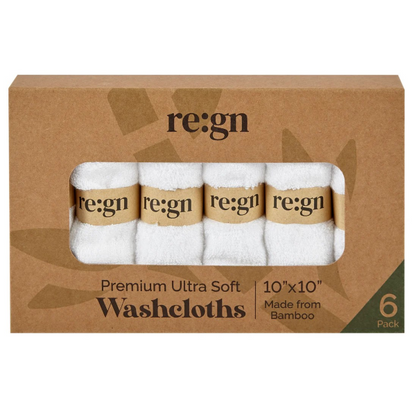 Organic bamboo facecloths set of 6 in cardboard box packaging