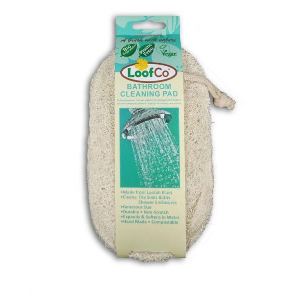 LoofCo's bathroom cleaning pad, shown with cardboard packaging label