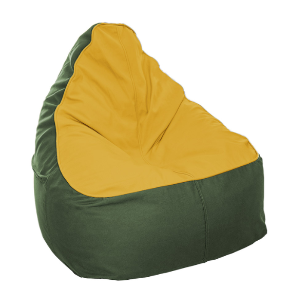 Eco-friendly bean bag Sunset & Forest (yellow seat with forest green base)