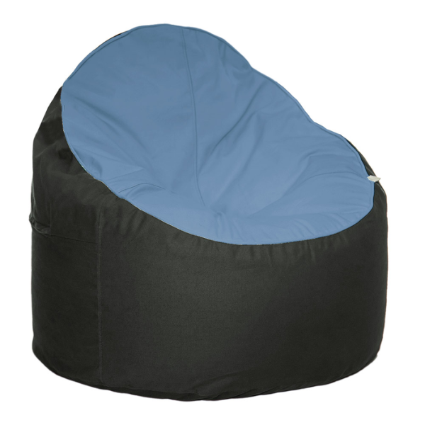 Eco-friendly bean chair Ocean Oyster (blue seat with charcoal dark grey base)