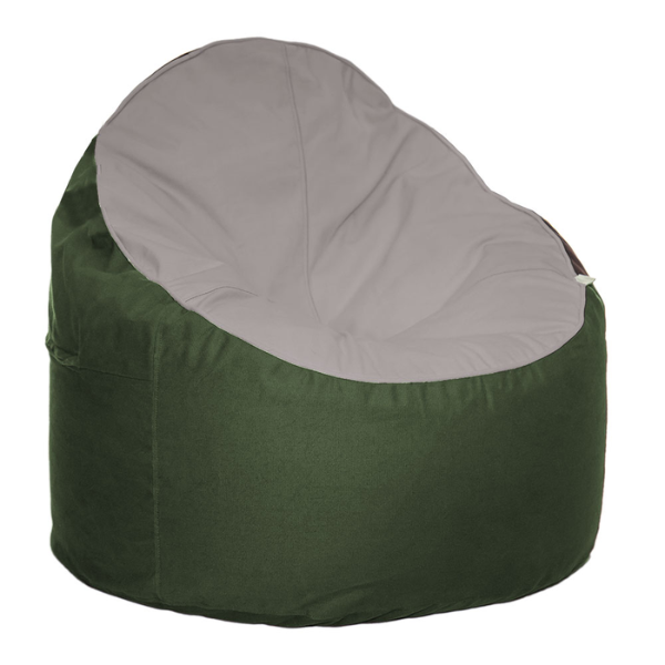 Eco-friendly bean chair Pebble Forest (grey seat with forest green base)