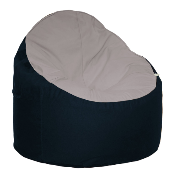 Eco-friendly bean chair Pebble & Midnight (grey seat and black base)