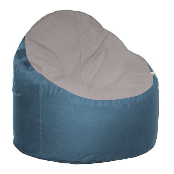 Eco-friendly bean chair Pebble & Ocean (grey seat with blue base)