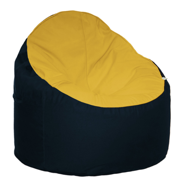 Eco-friendly bean chair Sunset & Midnight (yellow seat with black base)