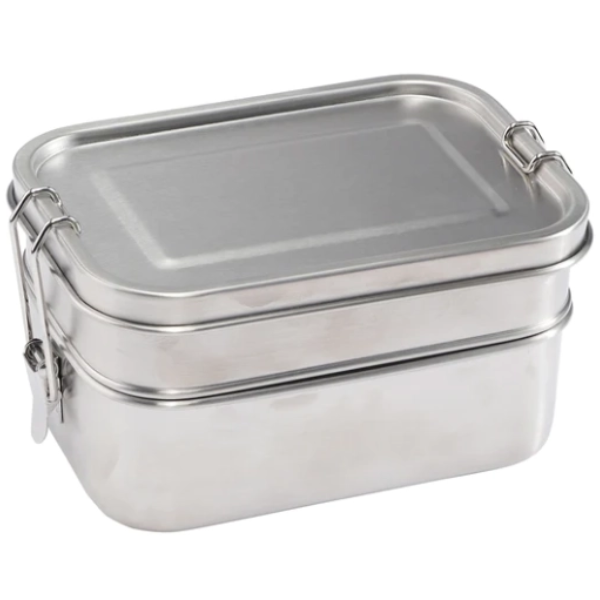 Eco-friendly lunchbox stainless steel bento box, double layer with smaller box inside the larger