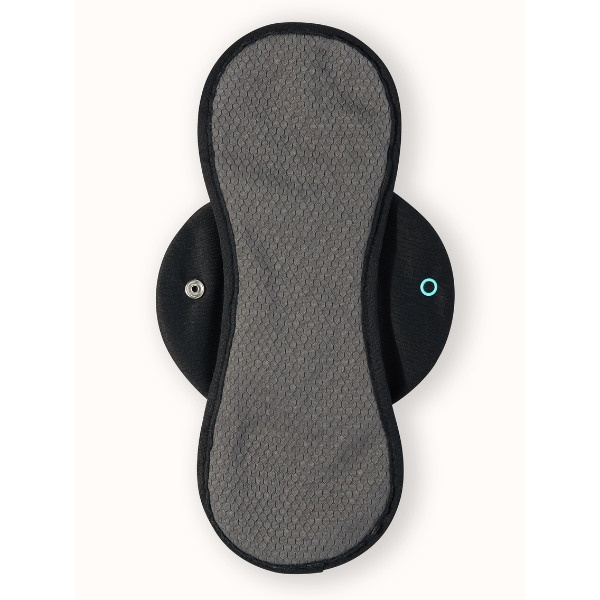 Reusable period pad in black, moderate