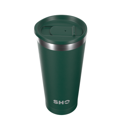 Reusable Calix cup with coordinating slider lid in forest green colour