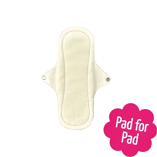 Eco Femme natural organic period pad, showing unbleached cotton top layer