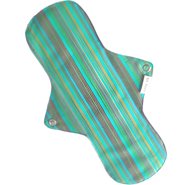 Eco Femme day pad plus vibrant showing back of pad with green stripes