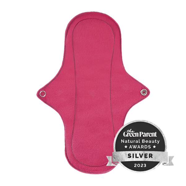 Eco Femme reusable period day pad in vibrant, with red fabric top shown