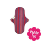 Eco Femme reusable day period pad vibrant showing back of pad with purple and red stripes