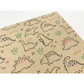 Eco-friendly recyclable wrapping paper in dinosaurs design (brown paper with colourful dinosaurs)