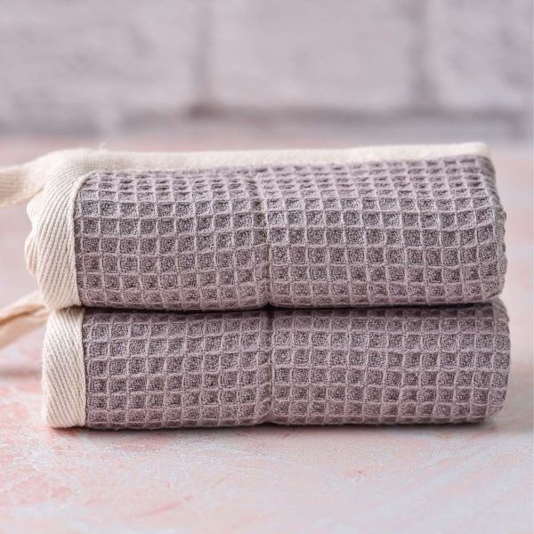 Organic sisal and cotton dishcloth in grey with white trim (2 cloths shown)