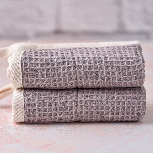 Organic sisal and cotton dishcloth in grey with white trim (2 cloths shown)