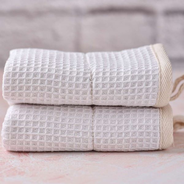 Organic sisal and cotton dishcloth in white (2 cloths shown)