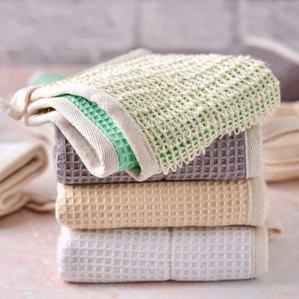 Organic sisal and cotton dishcloth in all 4 colours with sisal scourer side showing