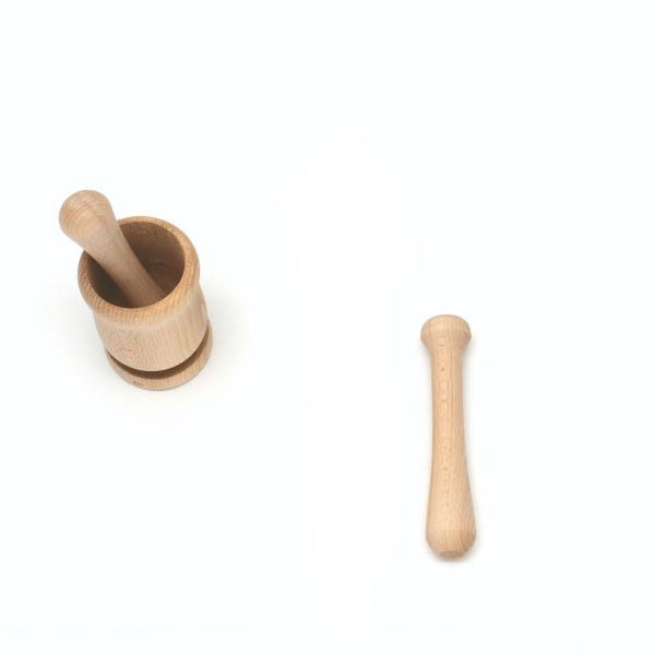 Wooden pestle and mortar