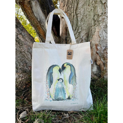 Eco-friendly tote shopping bag Penguin family
